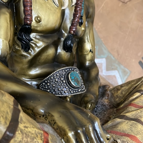 Paige Wallace Turquoise German Silver Cuff - Picture 4 of 10